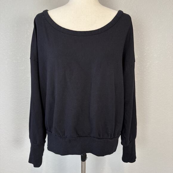 Cuyana French Terry Black Pima Cotton Sweater Sweatshirt Size XL Pleat Back - Picture 2 of 8